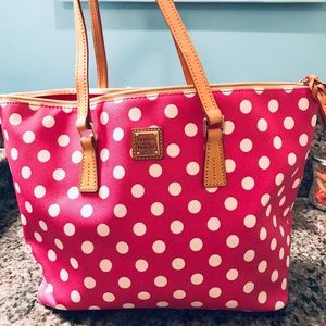 Authentic Dooney & Bourke pink Polk a dots